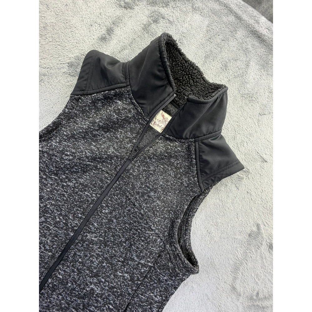 Faded Glory Womens Greystone Marled Knit Full Zip Sherpa Collar Vest Large 12-14 - Picture 2 of 10